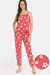 Rosaline Disco Daze Knit Cotton Pyjama Set - Cranberry — thumbnail 1