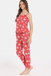 Rosaline Disco Daze Knit Cotton Pyjama Set - Cranberry — thumbnail 2