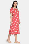 Rosaline Disco Daze Knit Cotton Mid Length Nightdress - Cranberry — thumbnail 2