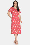 Rosaline Disco Daze Knit Cotton Mid Length Nightdress - Cranberry — thumbnail 4