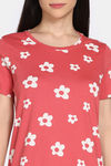 Rosaline Disco Daze Knit Cotton Mid Length Nightdress - Cranberry — thumbnail 5