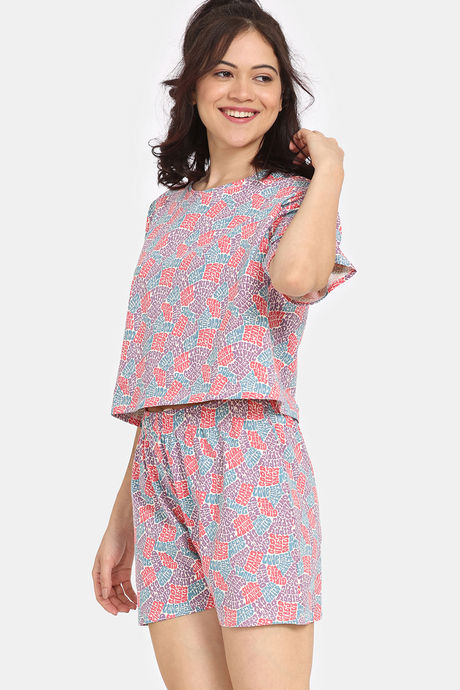 Rosaline Disco Daze Knit Cotton Shorts Set - Ecru — image 2