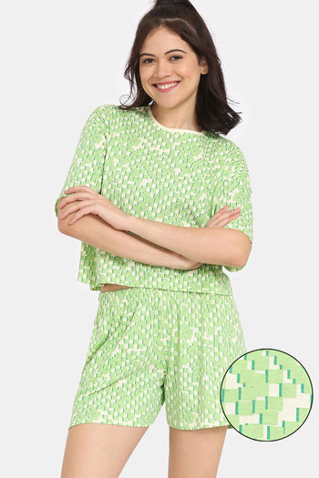 Rosaline Slangsync Knit Poly Shorts Set -Transparent Yellow