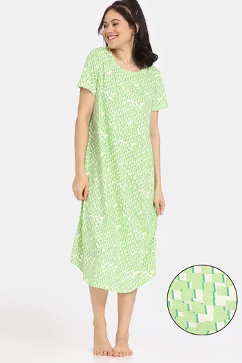 Rosaline Slangsync Knit Poly Mid Length Nightdress -Transparent Yellow