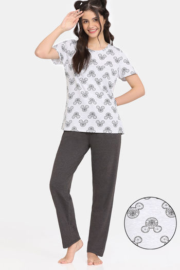 Rosaline Mickey & Donald Knit Cotton Pyjama Set - Anthra Melange