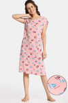 Rosaline Sugar Rush Knit Cotton Knee Length Nightdress - Blossom — thumbnail 1