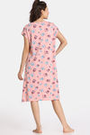 Rosaline Sugar Rush Knit Cotton Knee Length Nightdress - Blossom — thumbnail 3