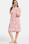 Rosaline Sugar Rush Knit Cotton Knee Length Nightdress - Blossom — thumbnail 4