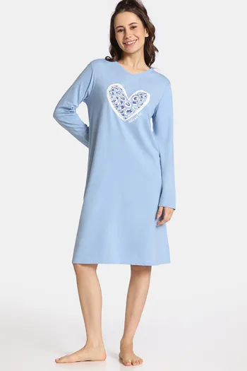 Rosaline Mystic Wonders Knit Poly Short Length Nightdress - Chambray Blue