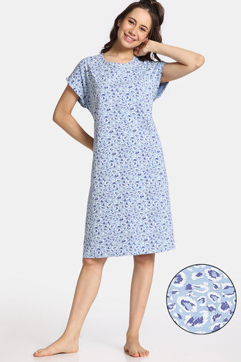 Rosaline Mystic Wonders Knit Poly Short Length Nightdress - Chambray Blue