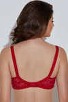 Rosaline Sheer Lace Lightweight Rounded Bust Shaping Bra- Electric Crimson — thumbnail 2