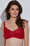 Rosaline Sheer Lace Lightweight Rounded Bust Shaping Bra- Electric Crimson — thumbnail 4