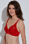 Rosaline Sheer Lace Lightweight Rounded Bust Shaping Bra- Scarlet Red — thumbnail 3