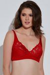 Rosaline Sheer Lace Lightweight Rounded Bust Shaping Bra- Scarlet Red — thumbnail 4
