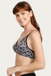 Rosaline All Day Comfort Double Layered Printed Wirefree Bra- Blue Cheetah Print — thumbnail 2