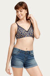 Rosaline All Day Comfort Double Layered Printed Wirefree Bra- Blue Cheetah Print — thumbnail 4