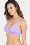 Zivame Basics Double Layered Non Wired Medium Coverage Bra - Violet Tulip — thumbnail 3