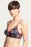Rosaline Basics Double Layered Non Wired 3/4th Coverage Bra-Black Paisley Print — thumbnail 2