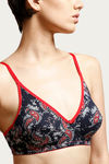 Rosaline Basics Double Layered Non Wired 3/4th Coverage Bra-Black Paisley Print — thumbnail 5