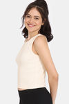 Rosaline Fun Basics Knit Cotton Loungewear Top - Ecru — thumbnail 2