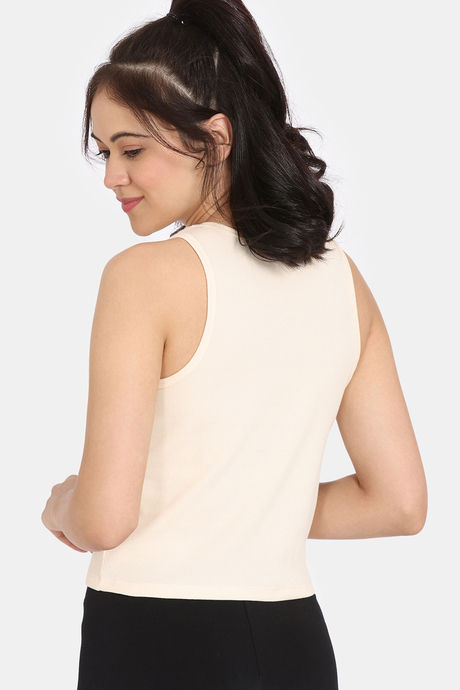 Rosaline Fun Basics Knit Cotton Loungewear Top - Ecru — image 3