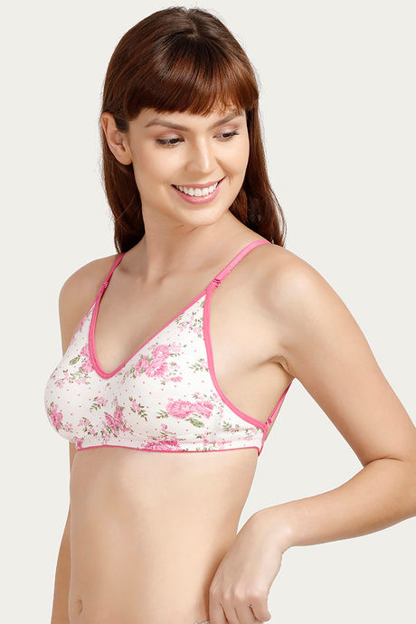 

Rosaline Double Layered Wirefree Comfort Transparent Back Bra Floral Print, Prints