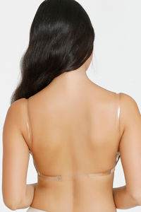 skin coloured bra with clear straps