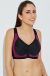 Rosaline Low Impact Wirefree Comfort Sports Bra- Black n Wine — thumbnail 4