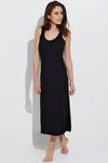 Zivame Side Slit Cotton Nighty Slip- Black — thumbnail 1