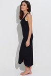 Zivame Side Slit Cotton Nighty Slip- Black — thumbnail 3