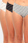 Red Rose Medium Rise Full Coverage Hipster Panty (Pack of 3) - Multicolor — thumbnail 1