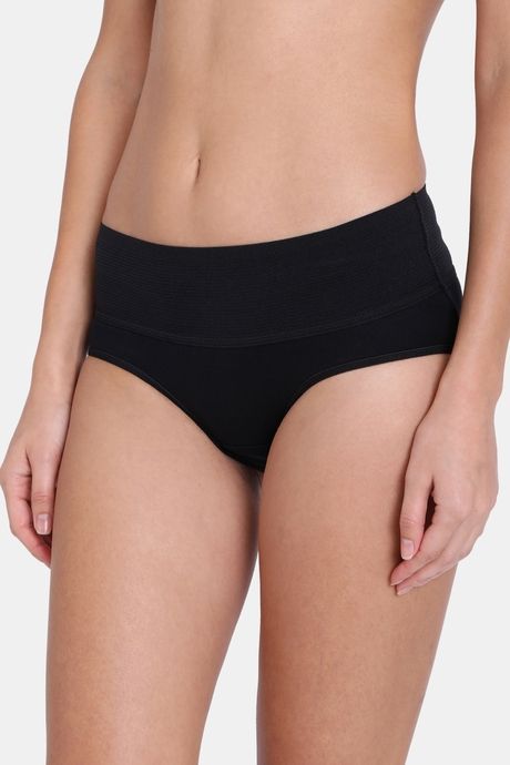 Red Rose High Rise Full Coverage Tummy Tucker Hipster Panty - Black — image 4