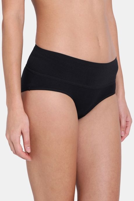 Red Rose High Rise Full Coverage Tummy Tucker Hipster Panty - Black — image 5