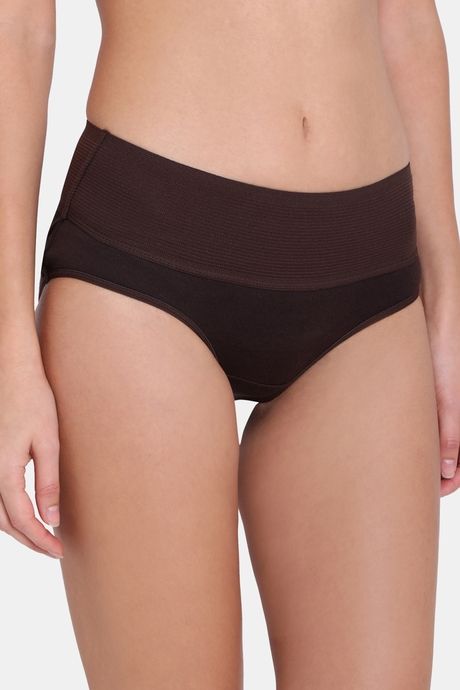 Red Rose High Rise Full Coverage Tummy Tucker Hipster Panty -  Coffee — image 5