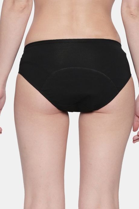 Red Rose Leakproof Period Panties - Mid-Rise Full Coverage Breathable Hipster - Black — image 2