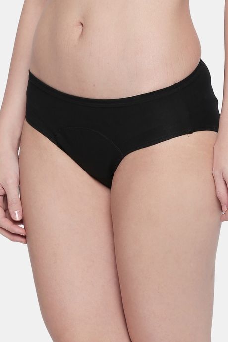 Red Rose Leakproof Period Panties - Mid-Rise Full Coverage Breathable Hipster - Black — image 4