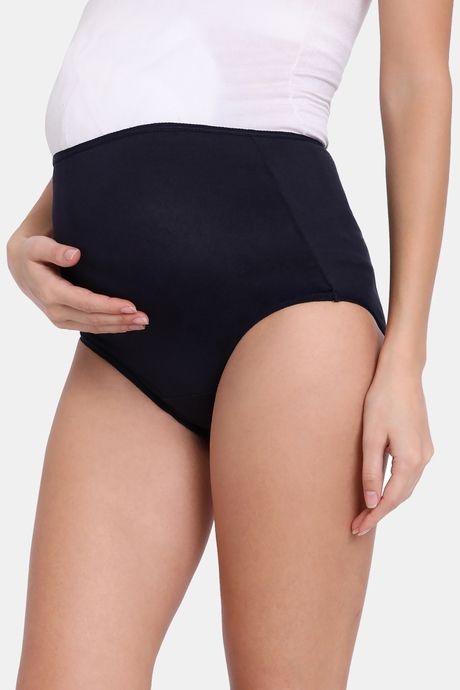 Red Rose High Rise Breathable Full Coverage Pregnancy Panty - Navy — image 4