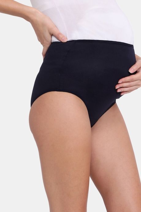 Red Rose High Rise Breathable Full Coverage Pregnancy Panty - Navy — image 5
