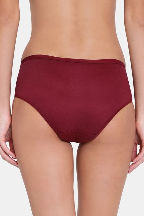 Red Rose Medium Rise Full Coverage Hipster Period Panty - Maroon — image 2