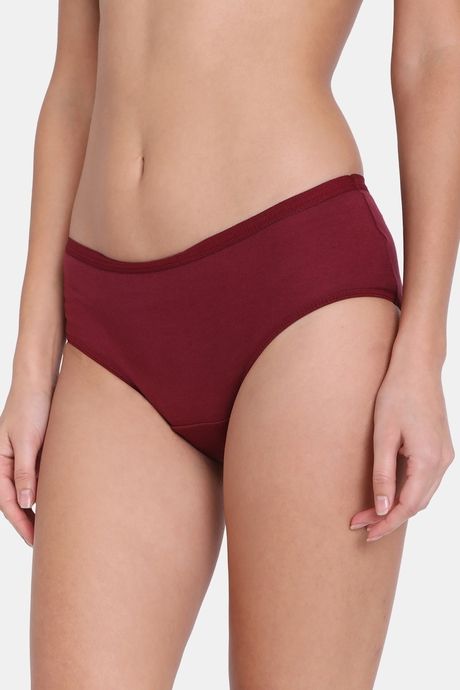 Red Rose Medium Rise Full Coverage Hipster Period Panty - Maroon — image 4