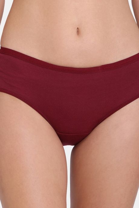Red Rose Medium Rise Full Coverage Hipster Period Panty - Maroon — image 6