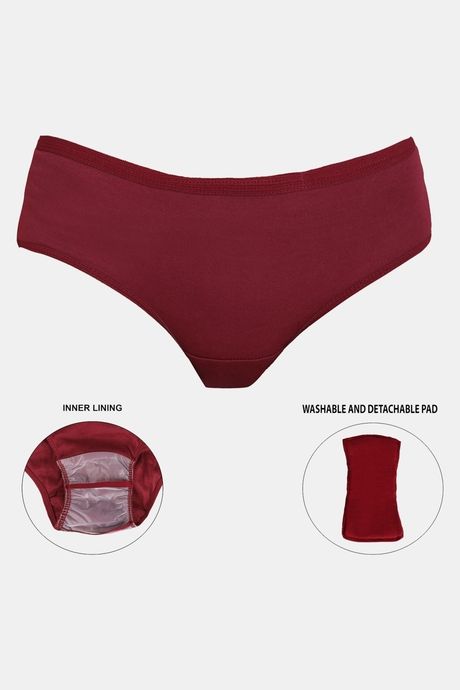 Red Rose Medium Rise Full Coverage Hipster Period Panty - Maroon — image 8