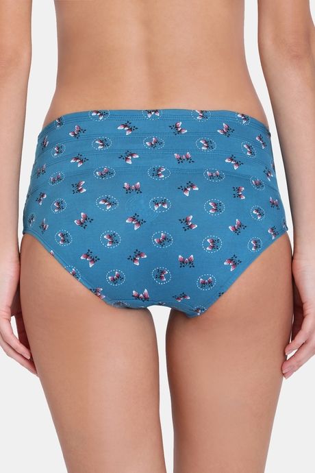 Red Rose High Rise Full Coverage Tummy Tucker Hipster Panty  - Blue — image 2