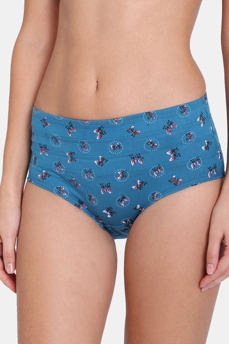 Red Rose High Rise Full Coverage Tummy Tucker Hipster Panty  - Blue — image 3