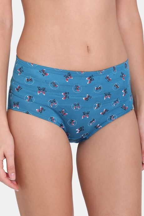 Red Rose High Rise Full Coverage Tummy Tucker Hipster Panty  - Blue — image 4