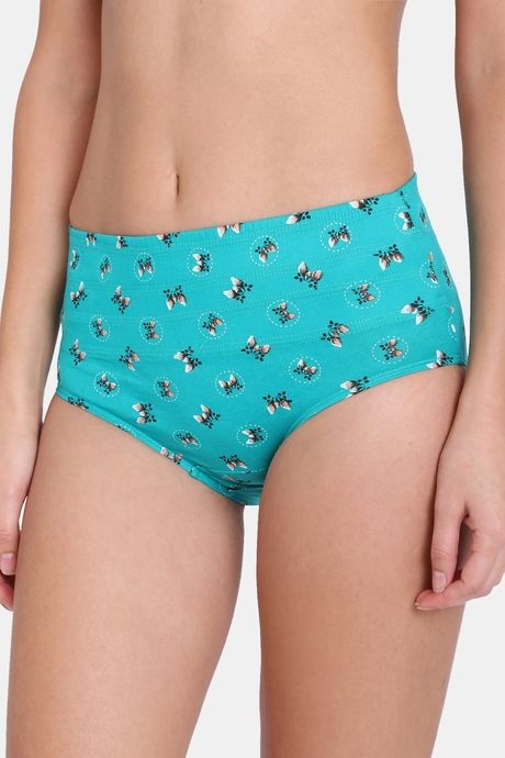 Red Rose High Rise Full Coverage Tummy Tucker Hipster Panty  - Green — image 3
