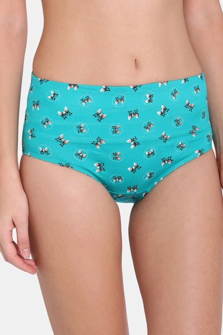 Red Rose High Rise Full Coverage Tummy Tucker Hipster Panty  - Green — image 4