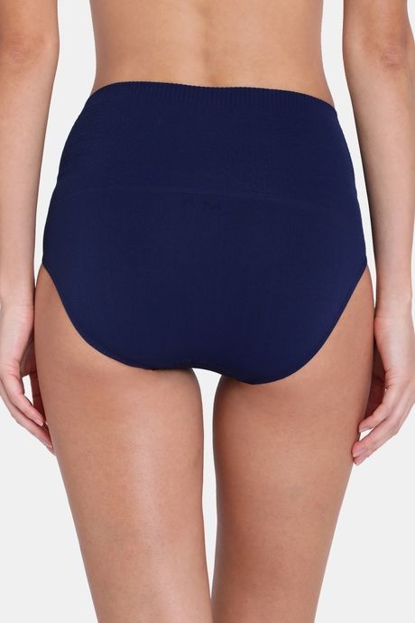 Red Rose Seamless Strechable High Rise Full Coverage Tummy Tucker Hipster Panty - Navy — image 2