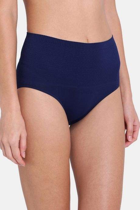 Red Rose Seamless Strechable High Rise Full Coverage Tummy Tucker Hipster Panty - Navy — image 4