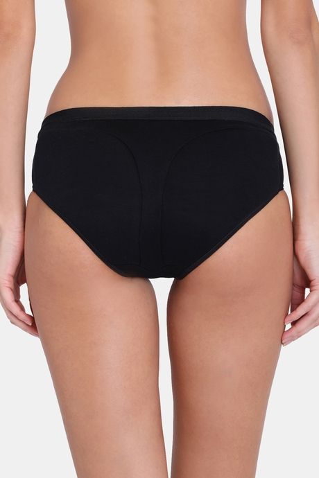 Red Rose Cotton Mid Waist Hips Enhancing Shaper Panty - Black — image 2